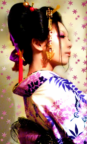 新日本髪で花魁ヘアセット考察 | 菜種月夜の朧月