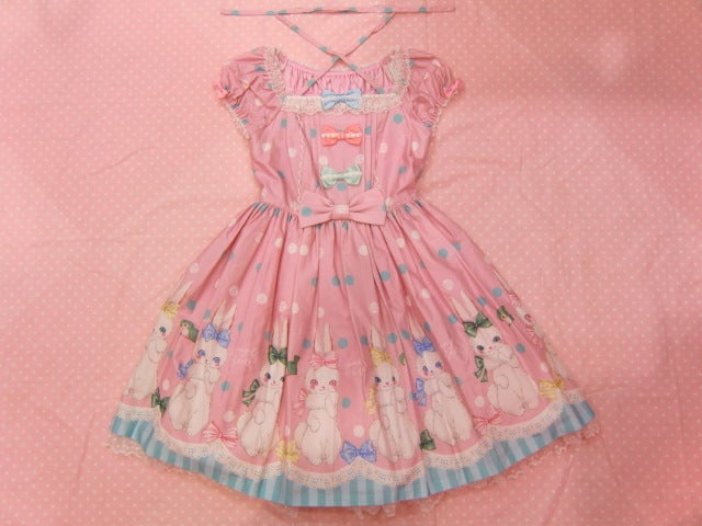 Angelic Pretty マシュマロバニー襟付きジャンパースカート(黒)