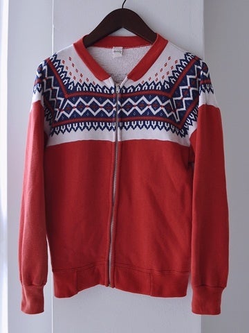 1960s Vintage Snow Flake Sweat Cardigan 雪柄スウェット 1960s Vintage Snow Flake Sweat Cardigan 雪柄スウェット