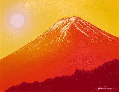 絵画油絵 『金の赤富士2013』 F6号富士山 | がんどうあつしの絵画ブログ(油絵 赤富士他）Atsushi Gando's
