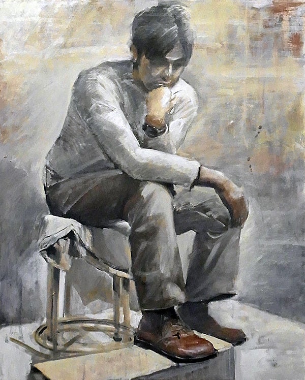 油絵（座る男性：05） | あー、なるほど！人物画の描き方