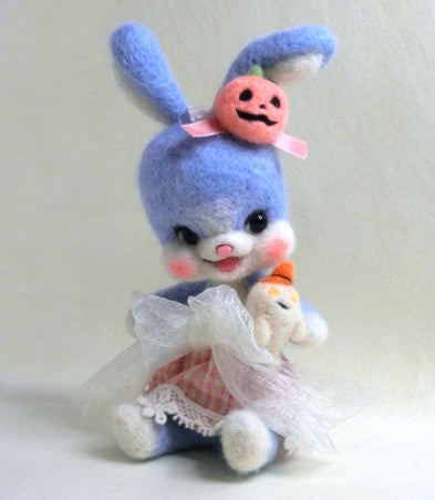 ハロウィンバニー*手作りレトロアニマル*羊毛フェルト人形うさぎ