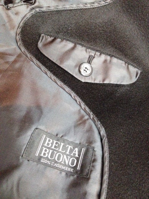 カシミヤ100％ BELTA BUONO ベルタボーノ ステンカラーコート 黒 