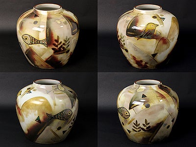 ☆未使用美品☆伊藤北斗 釉刻色絵魚文瓢徳利【15年程前の個展で ☆未使用美品☆伊藤北斗 釉刻色絵魚文瓢徳利【15年程前の個展で