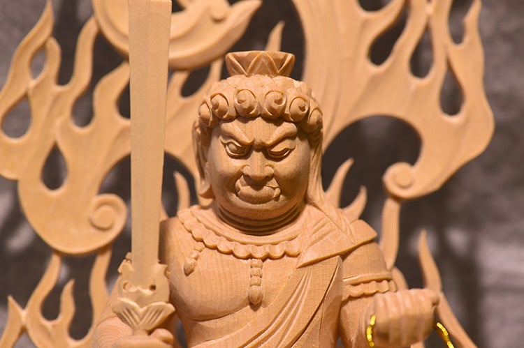 不動明王像 29800円 天然ヒノキ 檜 木彫り彫刻 仏像彫刻の逸品のご紹介