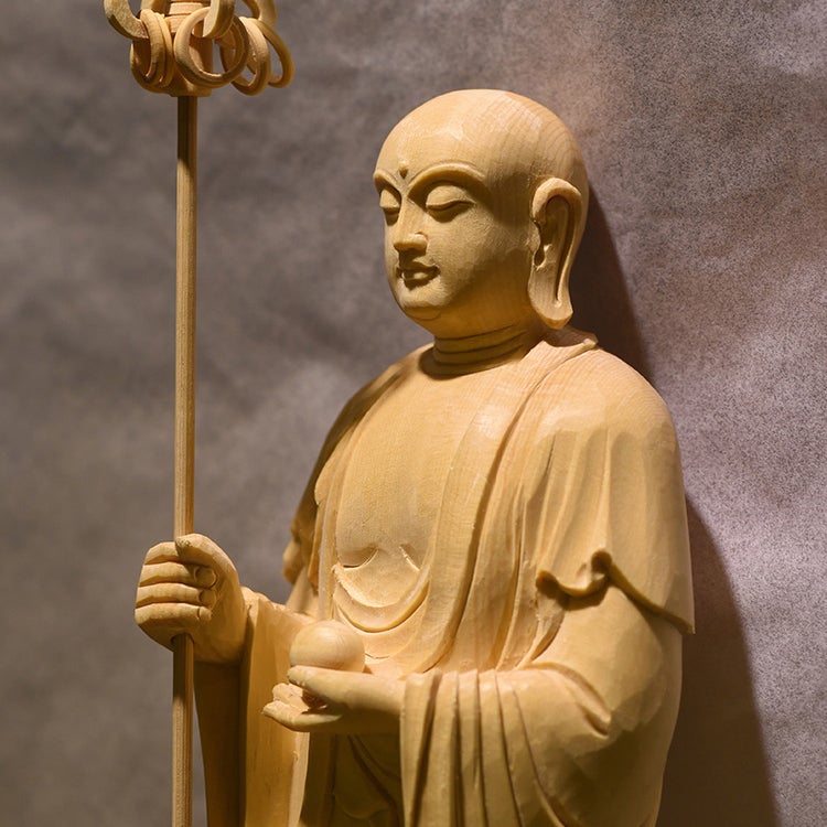 地蔵菩薩像 46000円 天然ヒノキ 檜 木彫り彫刻地蔵 仏像彫刻の逸品のご 