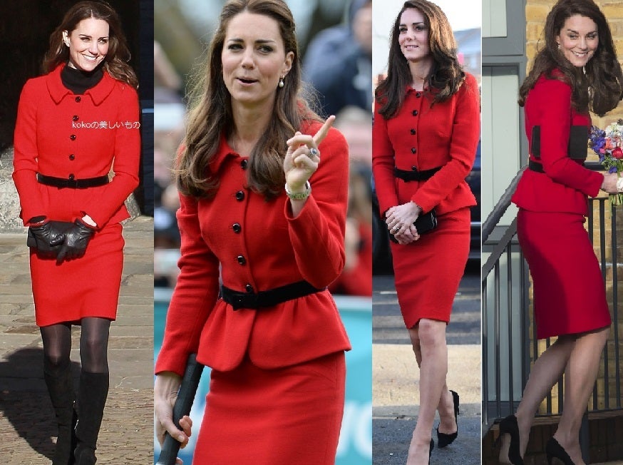 英国王室キャサリン妃 ファッション2017年2月Place2Beルイザ スパニョーリの赤いスーツ | Paris-japon kokoの美しい
