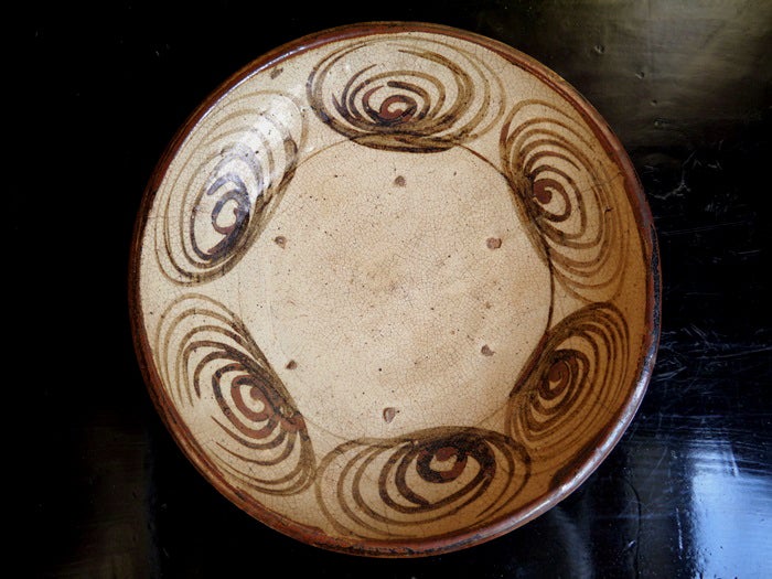 骨董 馬の目皿 特大サイズ 美濃焼 瀬戸 陶器 アンティーク 皿立て付き+