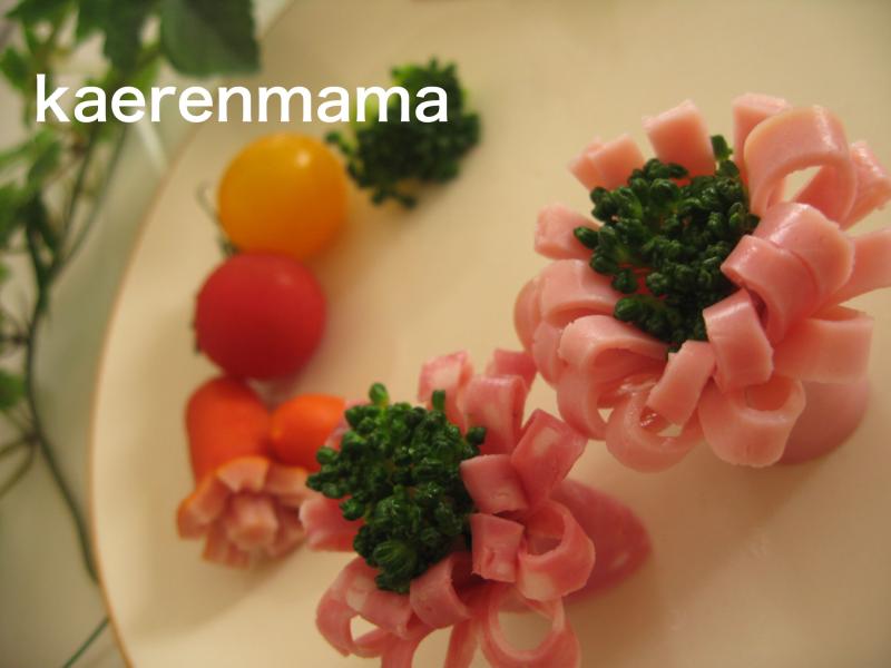 ハムと野菜で簡単 かわいいおかず 作り方 Kaerenmamaオフィシャルブログ 短時間でかわいいキャラ弁当 Powered By Ameba