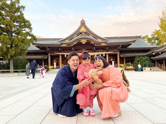 森渉、家族で娘の七五三のお参りへ「3年で大きくなったなぁ～」