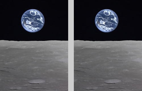 月面,ステレオ,3D,立体写真