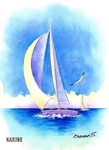 ヨットの絵 手描きパースの描き方のコツと水彩画