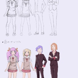 SALVAGEケープゲラドニア支部 航海日誌-キャラの色設定（ラフ）