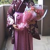 茶色地花びより+ピンク小桜の袴をレンタルして頂いたお客様の画像