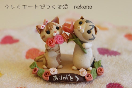 クレイアートでつくる猫　nekonoのブログ-母の日　薔薇とチューリップ