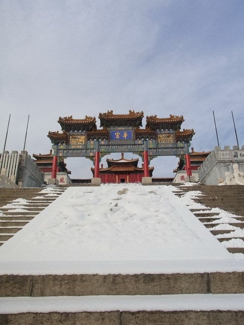 中国大連生活・観光旅行通信*＊-大連　中山公園　雪の華宮