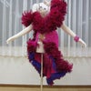 SolｄOut☆LD-017GO英国製・社交ダンスドレス・ラテン☆フーシャーピンク×パープル羽の画像