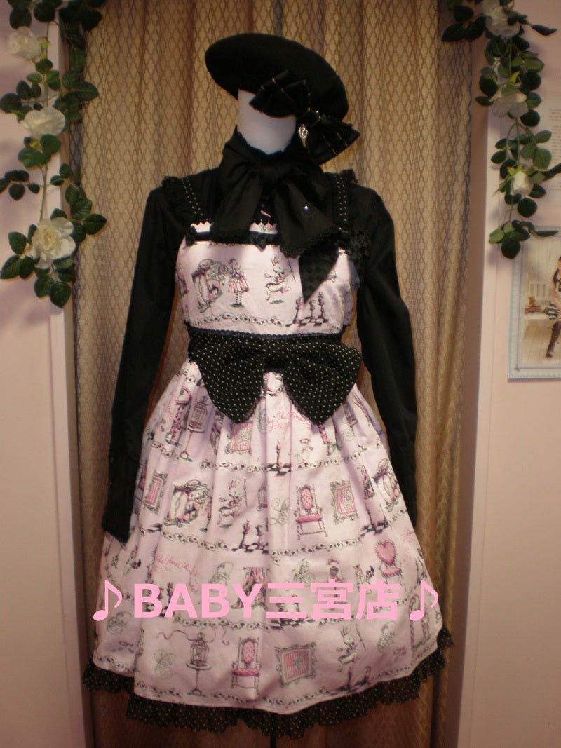 安心の日本製 ベイビーザスターズシャインブライト ジャンパースカート オリジナル柄 アリス柄 ひざ丈ワンピース