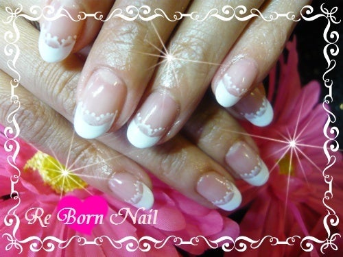 o様 ジェルフレンチ ちょいレース付き 坂戸市 鶴ヶ島 川越 ネイルサロン Re Born Nail リボーンネイル