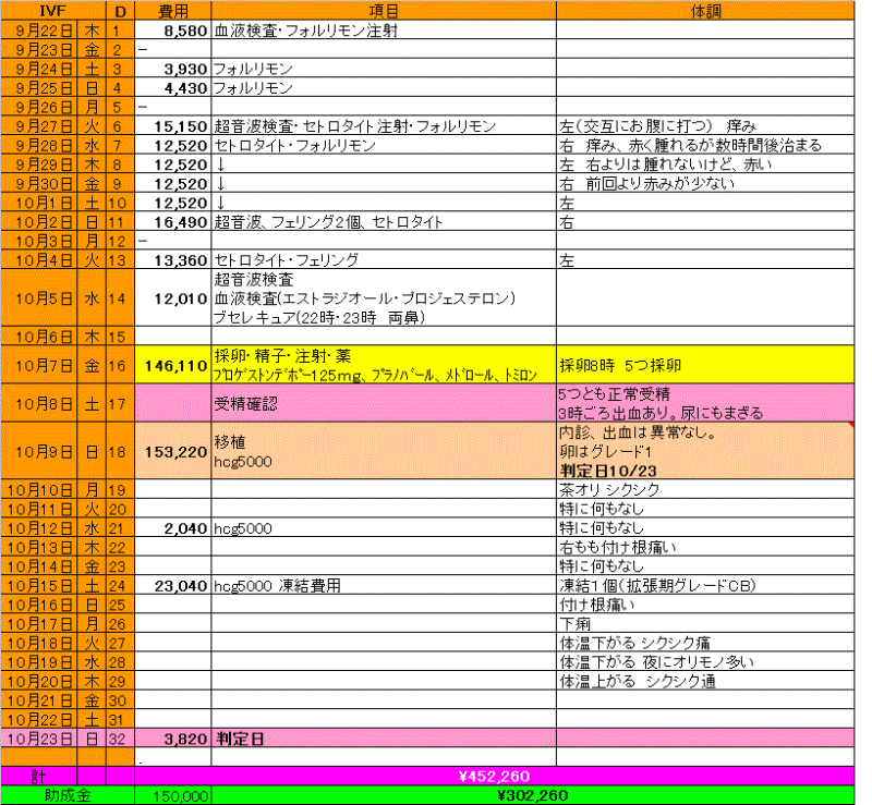1回目 IVF周期　まとめの記事画像