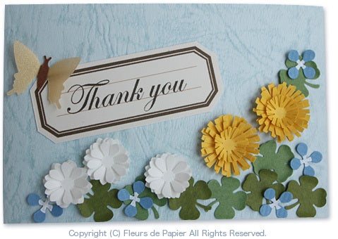 $Fleurs de Papier ～クラフトパンチや花紙で作る立体のお花いろいろ～-クラフトパンチでタンポポのカード