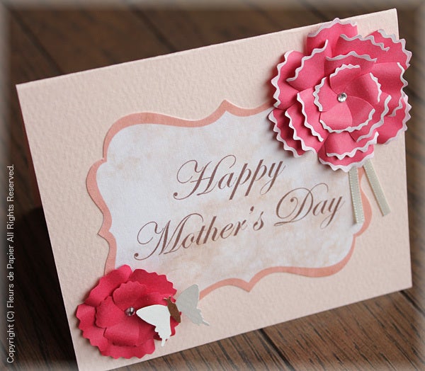 $Fleurs de Papier ～クラフトパンチや花紙で作る立体のお花いろいろ～-クラフトパンチで母の日のカード