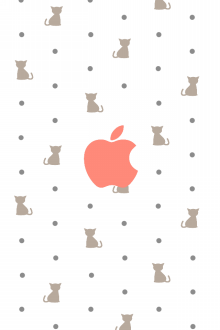 Iphone Ipodの壁紙を作ってみました Appleロゴ ネコ 水玉 ゆるもこふわふわ