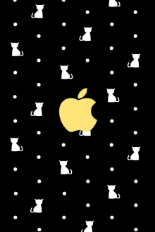 Iphone Ipodの壁紙を作ってみました Appleロゴ ネコ 水玉 ゆるもこふわふわ