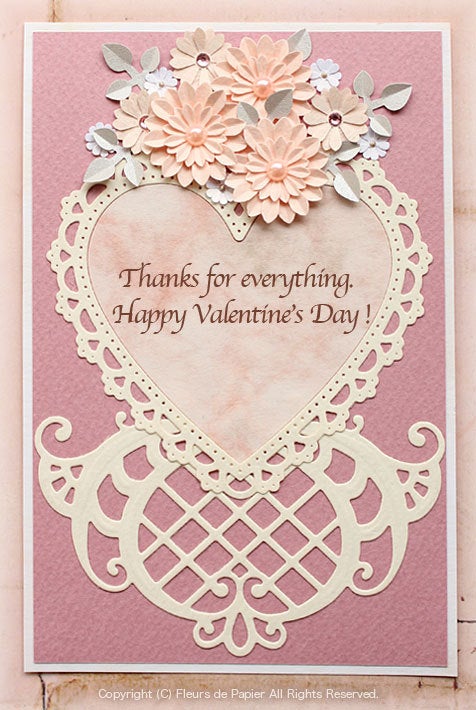 クラフトパンチとハートのダイでバレンタインカード | Paper Flowers 