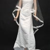 【ドレス 通販 高級ドレス】胸元ビーズシンプルトレーンベール付き ロングドレスの画像
