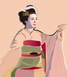 京都 舞妓さん イラスト パピヨンとヨーキーと過ごす日常