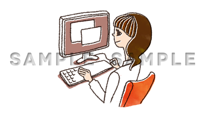 パソコンに向かう女性 フリー素材 無料イラスト素材 Illustware のブログ