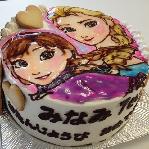 アナとエルサ イラストケーキ シフォンケーキこころいろのブログ