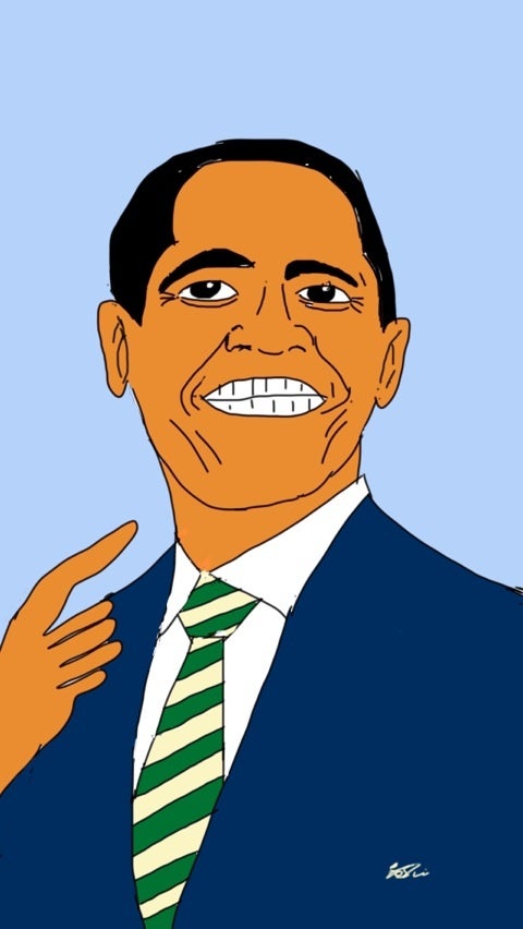 今日のイラストは オバマ大統領です 尾久由のブログ