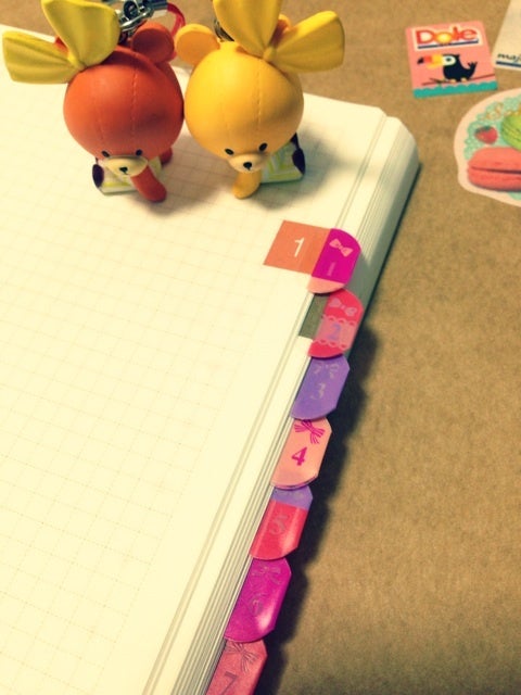 ほぼ日手帳にセリアのインデックスシールを ミルクポットと風景印とスタンプ達