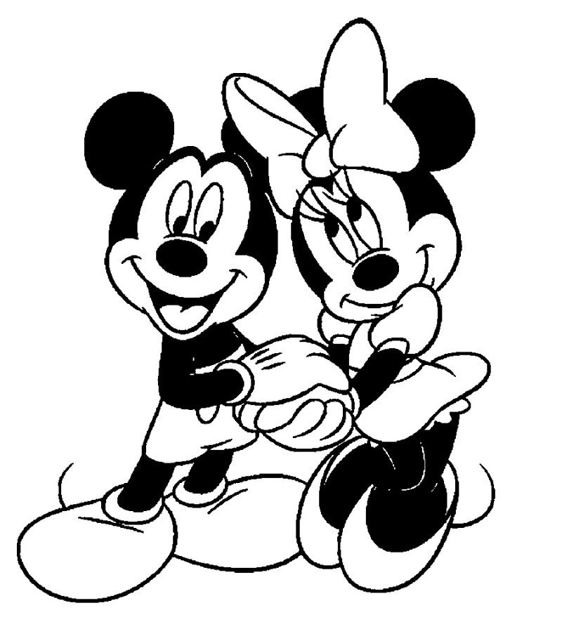 ミニーマウス ぬりえ無料4～ミッキーと仲良しミニーマウス | キャラクターぬりえ無料/妖怪ウォッチやディズニーキャラクターやHello