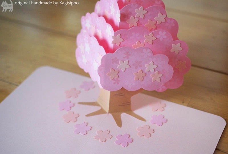 作り方と型紙】桜のポップアップカード | ポップアップカード（pop up 