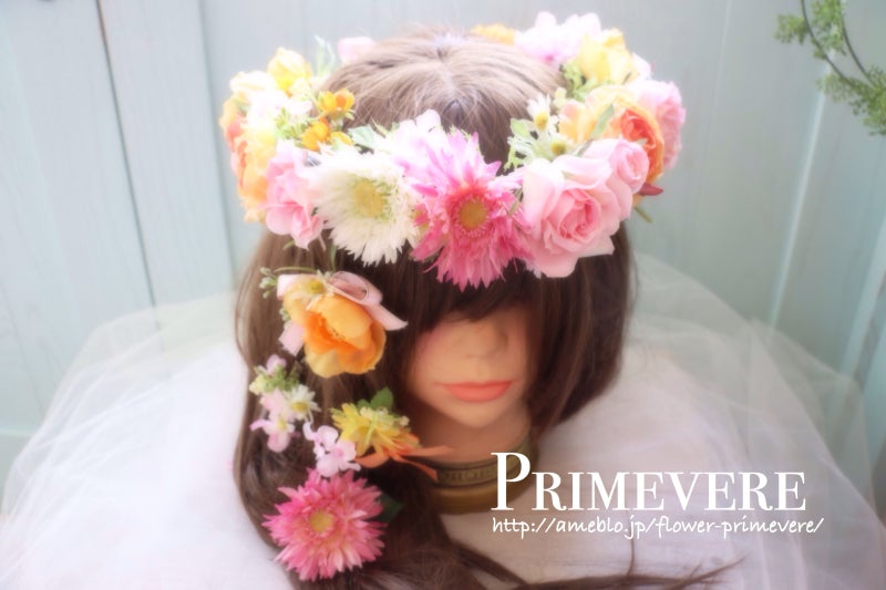 髪飾り ラプンツェル風花冠 井原市で花教室 販売 Primevereプリムヴェール