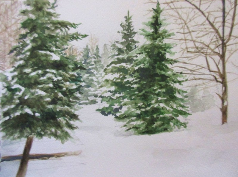 中島公園 冬の針葉樹林 スケッチ | 油絵を描いています、けどマンガも 
