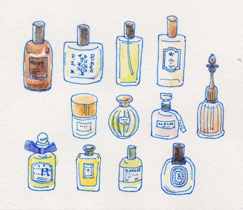 香水瓶 水彩イラスト やわたまゆみ Illust Blog