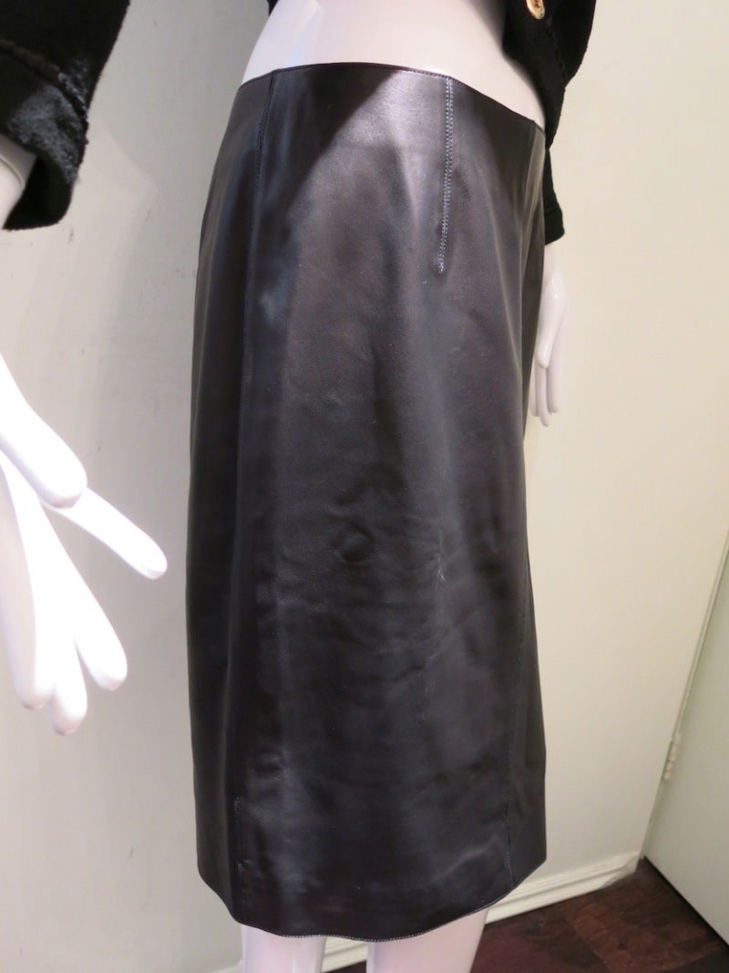 HERMES ヴィンテージ エルメス レザースカート 黒 | 【Kio Vintage】