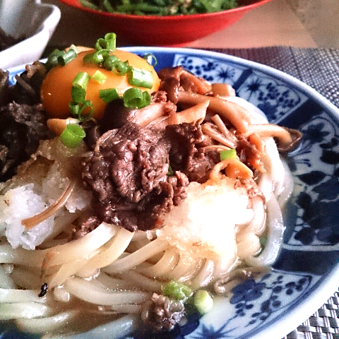 キノコと牛肉しぐれのおろしうどん はとこ煮 ぴょん吉 ぶぶぶ おやつ日記