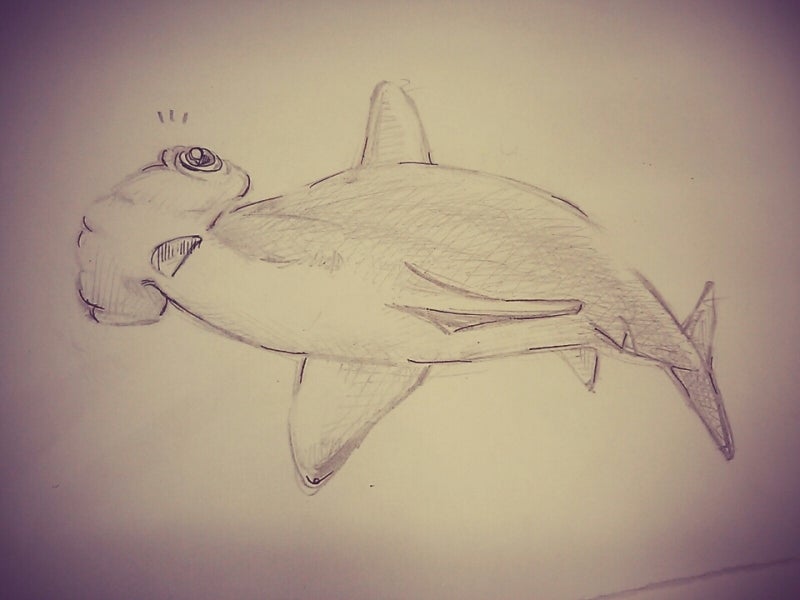 イラスト ハンマーヘッドシャーク いやしの動物似顔絵 パステル教室 柏 虹色パステル