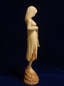 木彫刻 アート  時を刻む少女  木彫刻 芸術作品