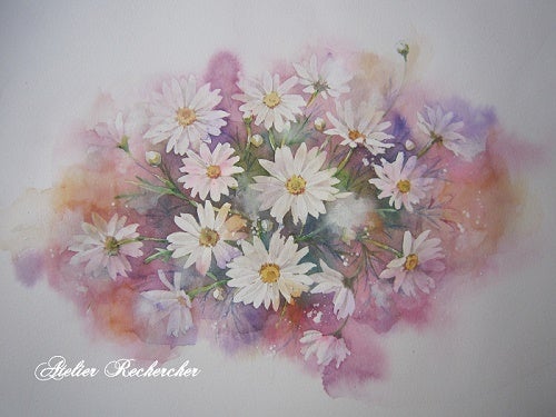 夢色水彩画～マーガレット～♡ | アトリエ・ルシェルシェ～花の絵と 