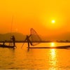 インレーレイク 夕陽    ミャンマーの画像