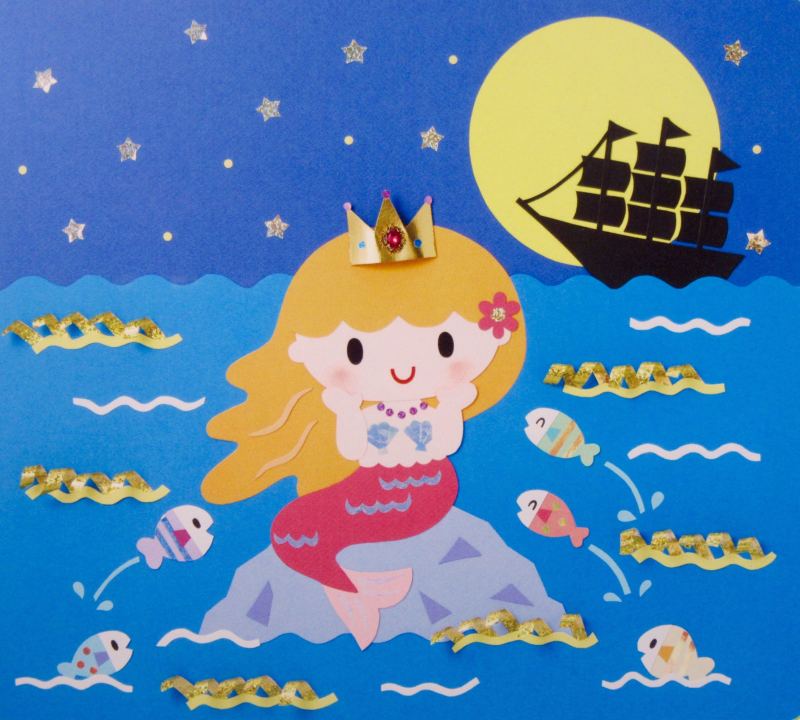 月夜の人魚姫 夏の壁面飾り ゆめかけの可愛い保育書 イラスト 壁面 似顔絵