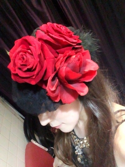 ヘッドドレス 赤バラ 薔薇