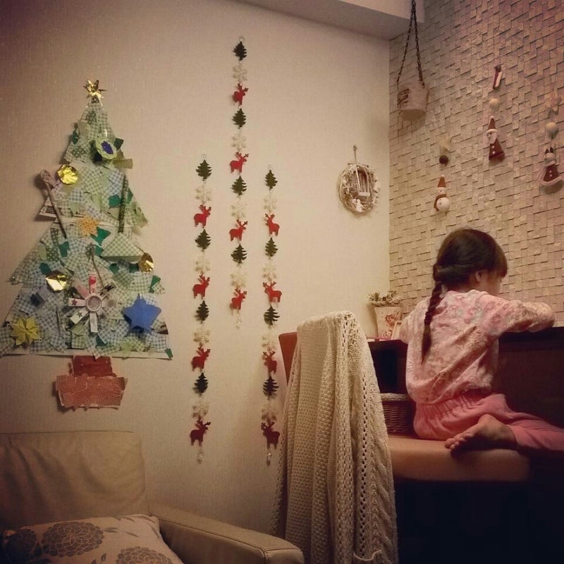 クリスマスの飾り 手作り壁紙ツリー Flower Sisters Happy Diary
