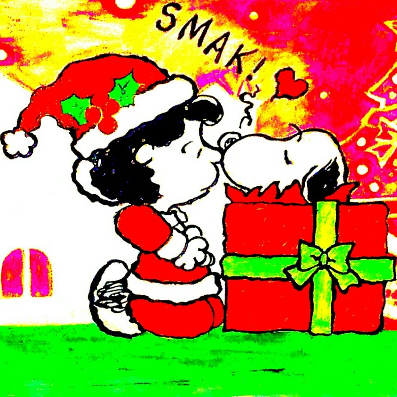 癒しのスヌーピーイラスト その85 クリスマスのスヌーピーとルーシー ヒーリングアーティストうきたの夢枕